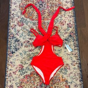 Cupshe Vibrant Red Cutout Swimsuit